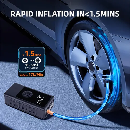 Miniatura 4 de Inflador de Neumáticos Compresor de Aire Portátil para Coche Pelota y Baloncesto para Pelotas Deportivas, Bomba de Aire Automática para Neumáticos