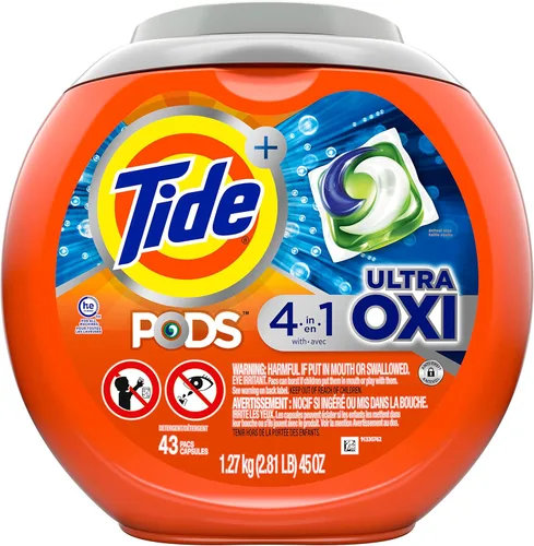 Miniatura 11 de Tide, 4-n-1 Ultra Oxi Pods - Paquete de detergente para ropa, compatible con HE, pretratador integrado para manchas, 32