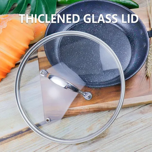 Miniatura 6 de Tapa de olla de vidrio transparente de 8 pulgadas para funda de repuesto para sartén Con mango de puente de arco de acero inoxidable plateado