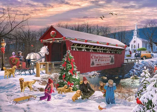 Miniatura 2 de Ceaco - Navidad clásica - Granero rojo - Rompecabezas de 1000 piezas