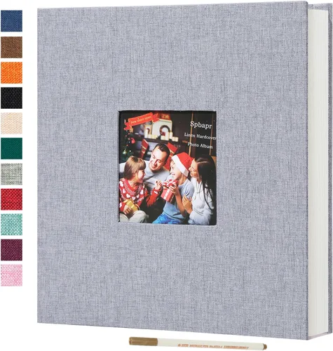 Miniatura 18 de Spbapr - Álbum de fotos grande autoadhesivo de 3 x 5, 4 x 6, 5 x 7, 8 x 10, álbum de recortes magnético, 40 páginas en blanco, cubierta de lino, Azul