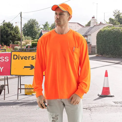 Miniatura 2 de A-SAFETY Playera de manga larga de seguridad de alta visibilidad, personalizable con logotipo (XS-6XL)
