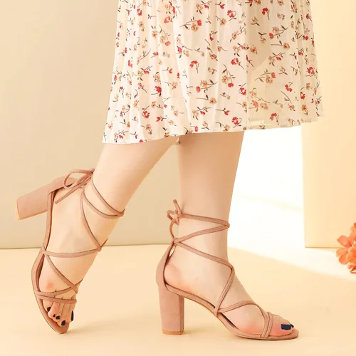 Miniatura 2 de Perphy Sandalias de tacón grueso con tiras y cordones para mujer