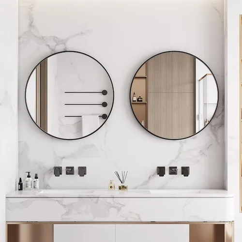 Miniatura 2 de Itrue Espejo de pared redondo pequeño de 12 pulgadas, espejo circular decorativo con marco de metal dorado con gancho de montaje en pared para baño