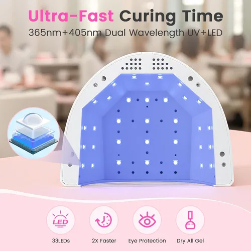 Miniatura 2 de Lavinda Lámpara de uñas LED UV 2 en 1 con luz roja, luz UV de 54 W para uñas de esmalte de gel, secador de uñas profesional de secado rápido