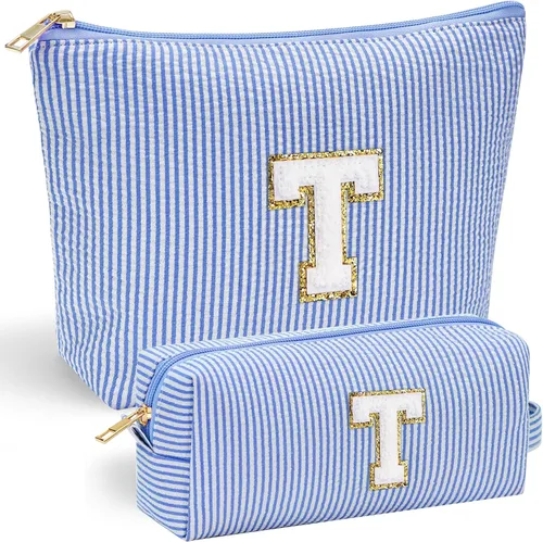 Miniatura 59 de YOOLIFE Regalos del Día de la Madre para mujeres, bolsa de maquillaje con inicial, bolsa de cosméticos, bolsa de maquillaje de viaje, regalos Rosado