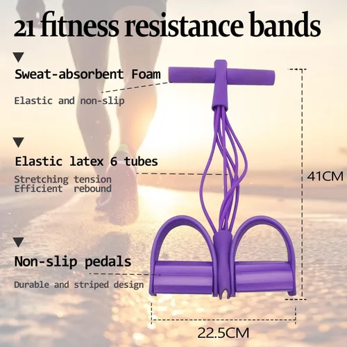 Miniatura 9 de Bandas elásticas multifuncionales de resistencia de yoga de 6 tubos para estiramiento de cintura, brazo y pierna, ayuda de entrenamiento asequible