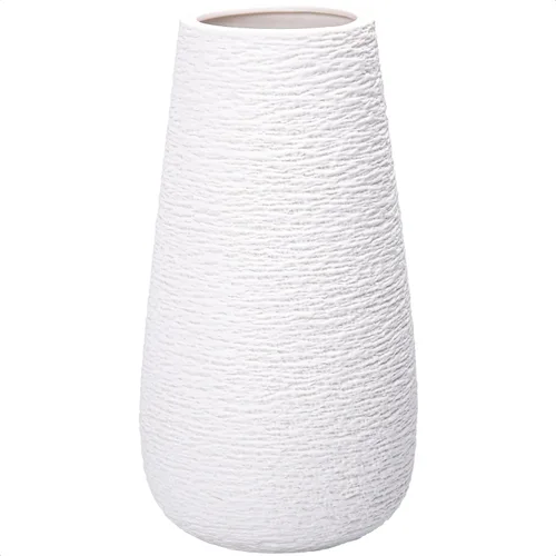Miniatura 10 de D'vine Dev VS-TW-10T - Jarrón moderno de cerámica blanca de 10 pulgadas, ovalado, texturizado con caja de diseño empaquetada, VS-TW-10T Blanco