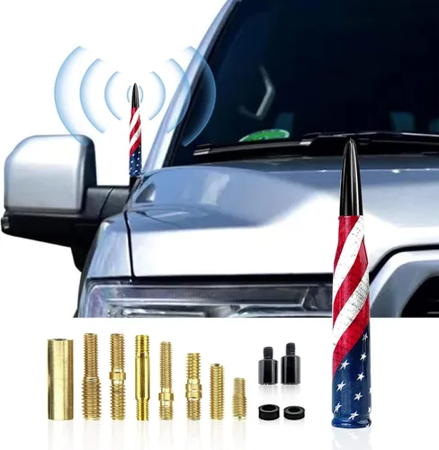 Ajxn 1 PC Antena de Bala para Carro Camión Diseño de Bandera Americana Compatible con F150 F250 F350 Super Chevrolet Duty Raptor Dodge Ram 1500 2500