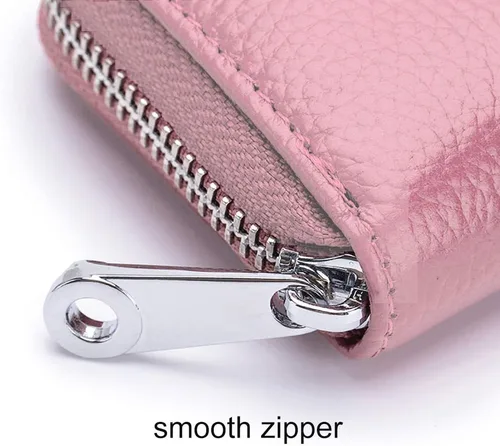 Miniatura 7 de EASTNIGHTS Cartera de cuero genuino para tarjetas de crédito RFID con cremallera