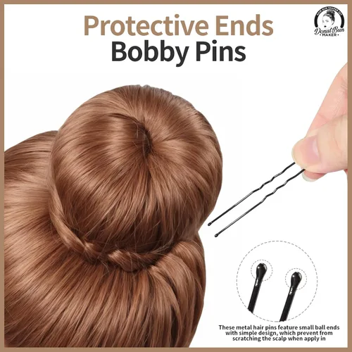 Miniatura 4 de Teenitor Creador de Moños para el Cabello, 7 piezas de Donuts para Moños (1 Extra Grande, 2 Grandes, 2 Medianos, 2 Pequeños), Marrón Claro D-Marrón
