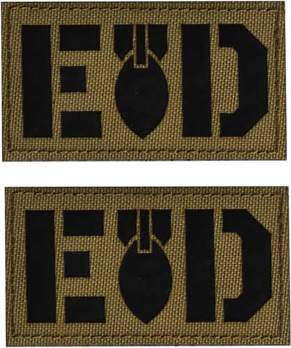 Parche reflectante EOD para eliminación de artillería explosiva, parches militares, insignias bordadas tácticas, parche de gancho y bucle, 3.15 x