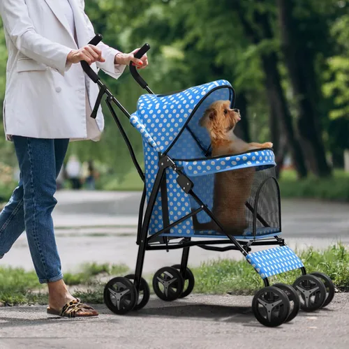 Miniatura 15 de Cochecito para mascotas para perros y gatos pequeños, 10-22 libras, almacenamiento trasero, negro