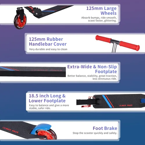 Miniatura 3 de Kick Scooter - Scooter portátil plegable para niños, diseño plegable ligero con alta visibilidad RGB iluminado LED en ruedas Rojo RGB