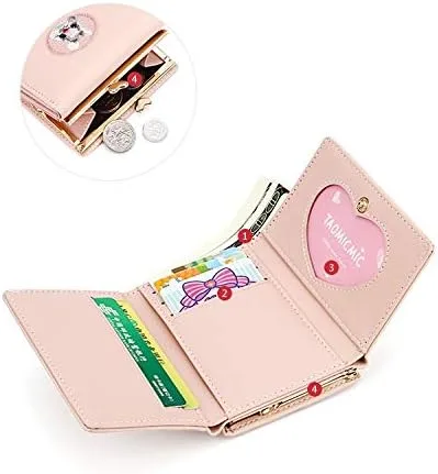 Miniatura 7 de JIUFENG Billetera corta para mujer multiusos bordada tarjetero monedero monedero