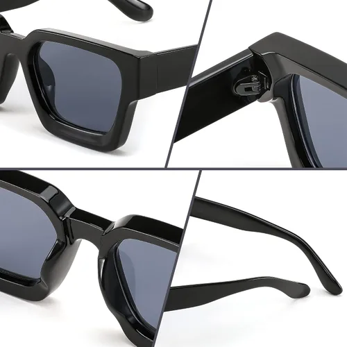 Miniatura 31 de FEISEDY Gafas de sol cuadradas retro de los años 90 para mujeres y hombres, gafas de sol rectangulares gruesas de moda con protección UV400 B2385