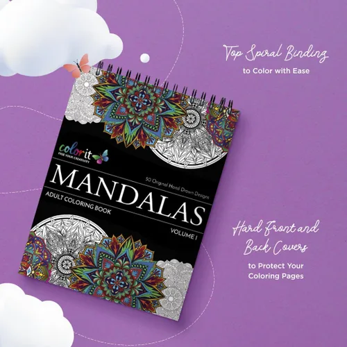 Miniatura 5 de Libro Para Colorear Mandala Para Adultos Con Papel Grueso De Calidad Artística, Tapas Duras Y Encuadernación En Espiral De ColorIt