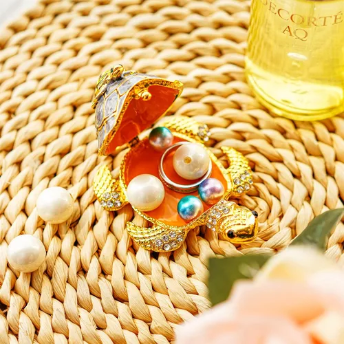 Miniatura 5 de YU FENG Figuras de tortugas marinas coleccionables con bisutería, cajas de joyería con bisagras pintadas a mano esmaltadas de tortuga para mujeres