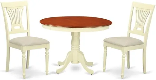 Miniatura 7 de East West Furniture HLPL3-BCH-W Hartland - Juego de cocina de 3 piezas que contiene una mesa redonda con pedestal y 2 sillas de comedor, 42 x 42