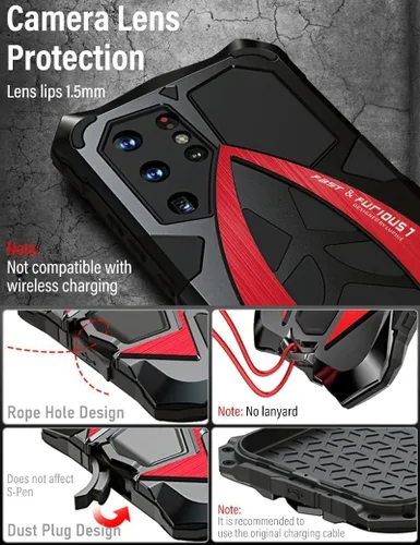 Miniatura 5 de Armor Funda para Teléfono para Samsung Galaxy S22 Ultra Protección contra Caídas de Grado Militar Cubierta S22Ultra 5G Parachoques de Metal Híbrido