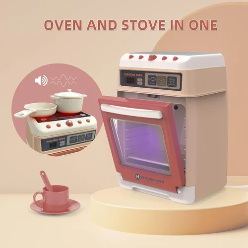 Miniatura 6 de Yalujumb Juego de juguetes de cocina, juego de electrodomésticos de cocina con cafetera, mezclador, tostadora con luces y sonidos realistas, regalo