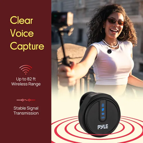Miniatura 3 de Pyle Wireless Lavalier Microphone System, Clip On Microphone with Noise-Canceling, 7H Battery, 360° Audio, USB-C Charging Case, Compatible with