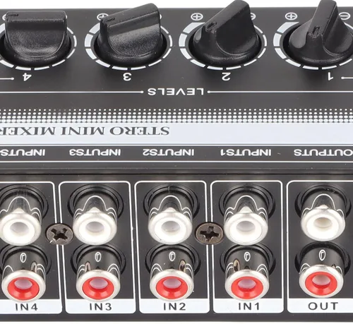 Miniatura 5 de Zyyini Mini mezclador estéreo, mezclador de audio portátil de 4 canales, mini mezclador estéreo profesional pasivo para mezclar instrumentos