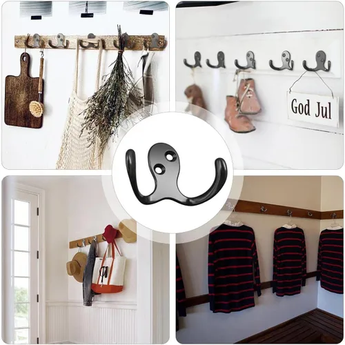 Miniatura 3 de ZAYBOD 12 PCS Ganchos Extra Resistentes para Abrigos - Ganchos de Pared para Abrigos, Mochilas, Batas y Sombreros - Incluye 24 Tornillos 12 ganchos