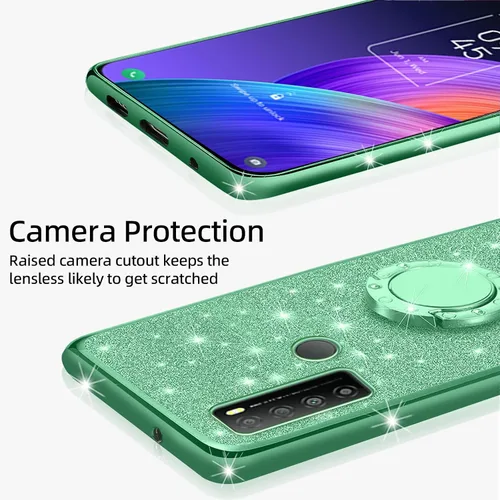 Miniatura 4 de Funda para teléfono TCL 30 XL, 30XL T701DL para mujer, con purpurina, suave, elegante, TPU transparente, de lujo, linda funda protectora con correa