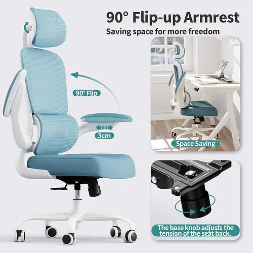Miniatura 6 de TRALT Silla de Oficina Ergonómica de Escritorio, 330 LBS Sillas de Escritorio de Oficina de Malla para el Hogar con Ruedas, Silla Gaming Cómoda