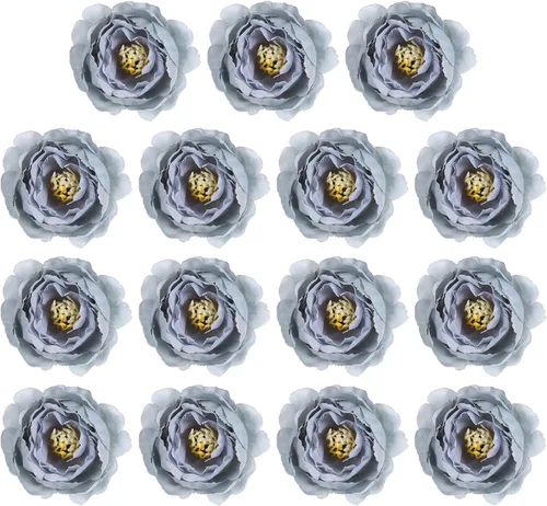 Miniatura 13 de PATIKIL Cabeza de flores artificiales, 15 cabezas de flores falsas, cabezas de peonía de seda a granel, flores de simulación para ramos de flores