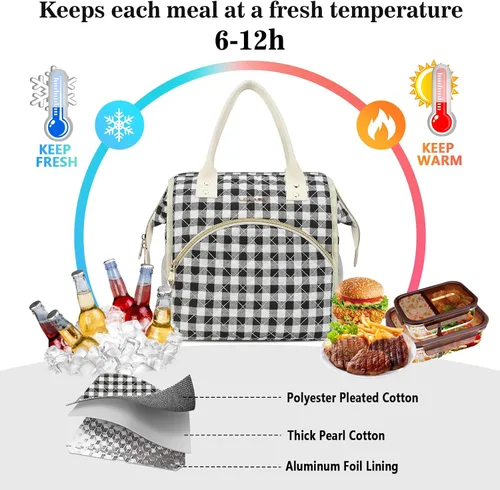 Miniatura 2 de LOKASS - Lonchera aislada para mujeres - Bolsa de almuerzo reutilizable de 10 L para mujeres - Bolsa térmica tipo hielera a prueba de fugas