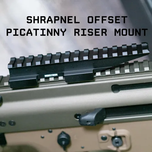 Miniatura 2 de Monstrum Shrapnel Montaje elevador de perfil bajo de Picatinny con base de parada de retroceso 14 ranuras 5 pulgadas