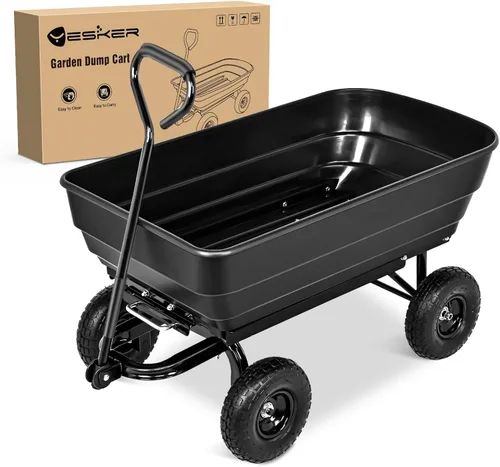 Miniatura 8 de Yesker Carros de Jardín - Carro Volquete de 600 libras con Ruedas Inflables Todo Terreno para Patio, Césped, Granjas, Jardinería - Carretilla