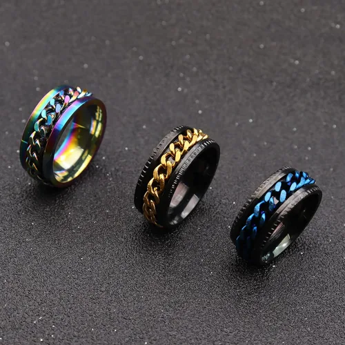 Miniatura 4 de Anillo giratorio de acero inoxidable de 0315in para la ansiedad para adolescentes niñas hombres anillos para aliviar el estrés y la ansiedad anillos