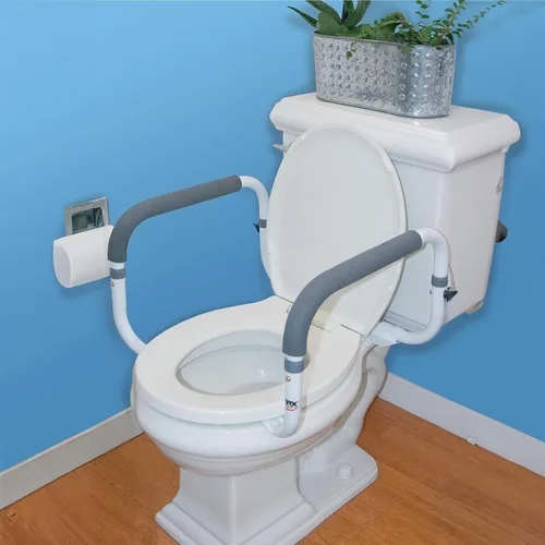 Miniatura 2 de Carex Marco de seguridad para inodoro, rieles de seguridad para inodoro con ancho ajustable, rieles de inodoro para ancianos, discapacitados,