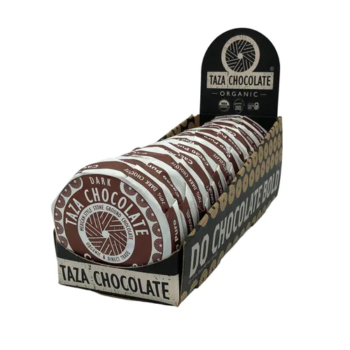 Taza Chocolate Disco mexicano orgánico 70% chocolate negro, cacao Puro, 2.7 onzas (12 unidades), vegano