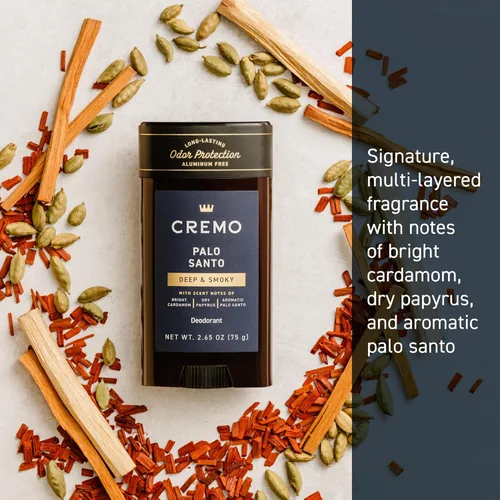 Miniatura 2 de Cremo Palo Santo - Desodorante sin aluminio para hombres, protección contra olores de larga duración de 48 horas, 2.65 onzas