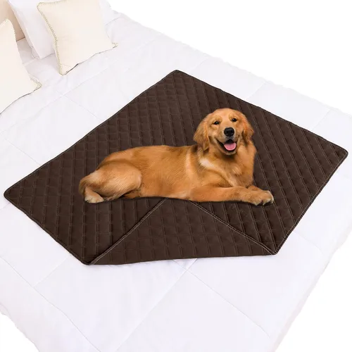 Miniatura 195 de Smiry Funda impermeable para cama de mascota, suave y lavable, para muebles, cama, sofá, reversible, a cuadros (30 x 53 pulgadas, color beige/beige)