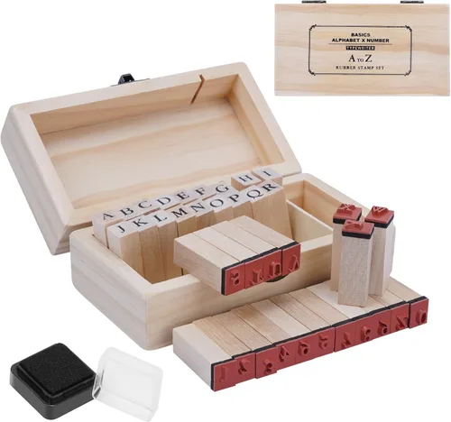 Miniatura 11 de UCEC 70 sellos del alfabeto para arcilla, sellos de letras de goma para manualidades, juego de sellos de números de letras y símbolos de madera