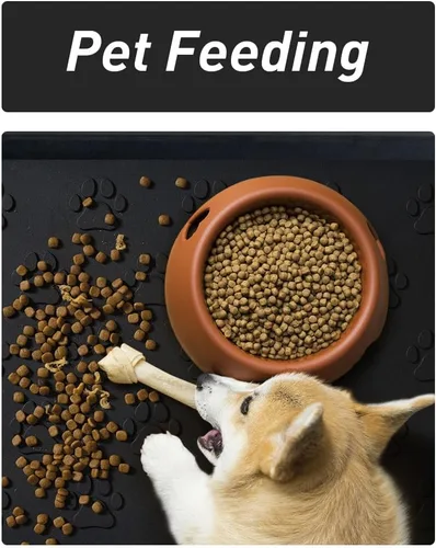 Miniatura 3 de SUPENUIN Bandeja de botas con patrón de patas para entrada, alfombrillas de goma impermeables para perros, bandeja multiusos para entrada