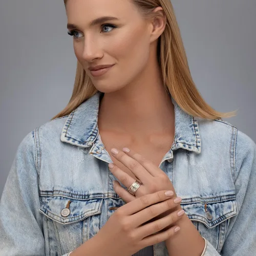 Miniatura 4 de Anillo giratorio de plata de ley 925 envuelto con 5 anillos giratorios martillados negroplata, elegante, hipoalergénico, sin níquel ni plomo