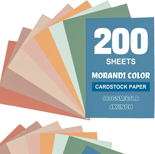 Miniatura 9 de Geyoga Kit de iniciación de 200 hojas de papel de cartulina de colores, 4 x 6 pulgadas, 190 GSM, papel de construcción grueso, colores surtidos