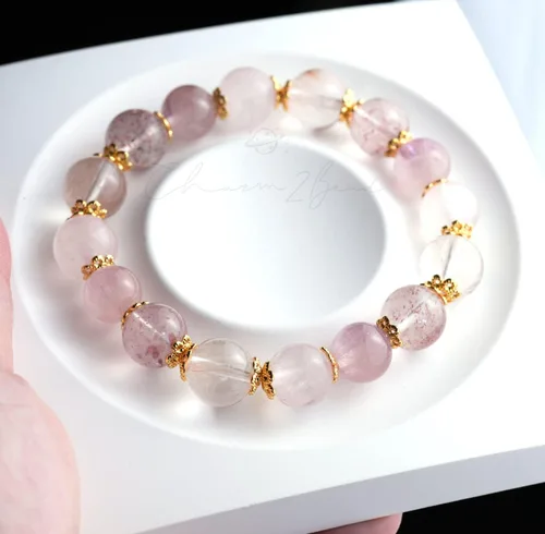 Miniatura 144 de Precious Gemstone Natural Crystal Healing Bracelet, Rutilated Quartz, Moonstone, Quartz Handmade Original Design Bracelet