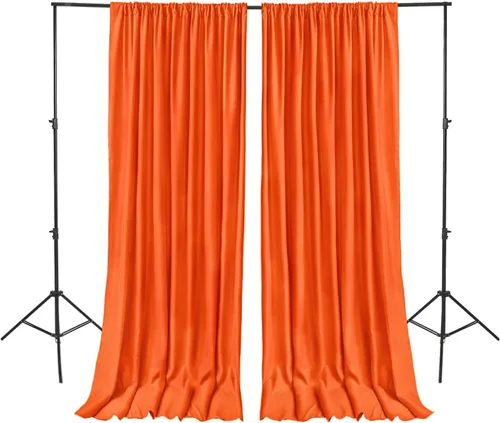 Hiasan Cortinas de fondo naranja para fiestas, cortinas de fondo de fotografía de poliéster para reuniones familiares, decoraciones de boda, 5 x 7