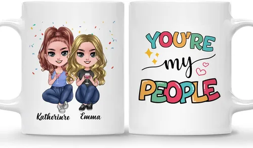 Miniatura 18 de Gossby Taza de café personalizada de la amistad, regalo personalizado Besites para mujeres con diseño de muñeca, nombre, cita – cumpleaños, Navidad