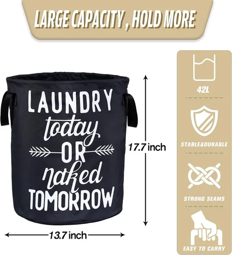Miniatura 2 de Wash Today - Cesta plegable de tela Oxford, divertida bolsa de lavandería, cesta de almacenamiento de ropa, organizador para baño, lavandería, Lavar