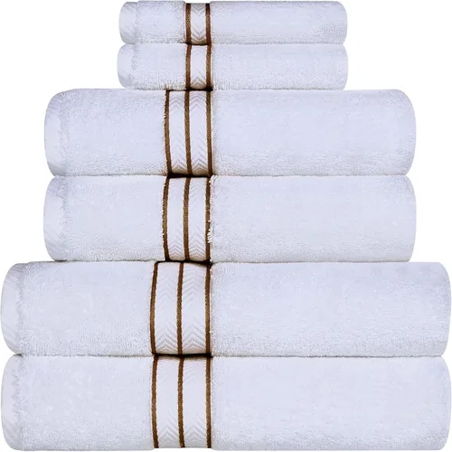 Miniatura 92 de Juego de toallas de baño de algodón turco ultra suave de Superior, juego de 2 piezas, toallas para la ducha, baño, artículos esenciales para el Latte
