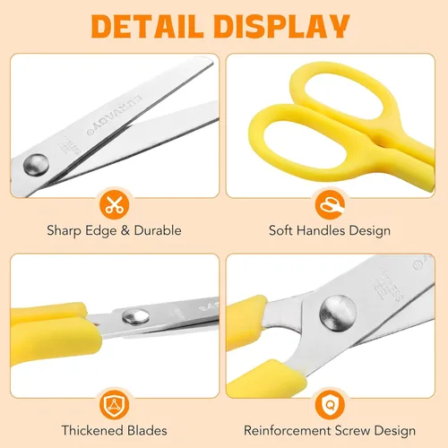 Miniatura 3 de BURVAGY Paquete de 60 tijeras para niños pequeños de 5 pulgadas, cuchillas afiladas de acero inoxidable, tijeras de agarre cómodo para niños, papel