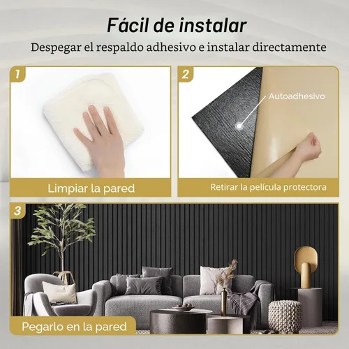 Miniatura 8 de TONOR Paneles de pared acústicos de doble capa autoadhesivos de alta densidad, paquete de 4 paneles de 47.2"x23.6"x0.72", paneles grandes de pared